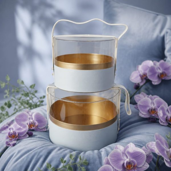 Cutie cadou alba cu  cupola din plastic 2/set