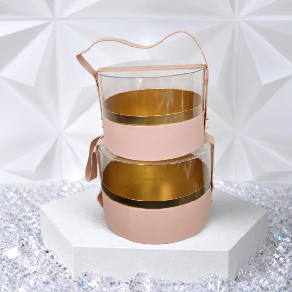 Cutie cadou  roz cu cupola  2/set