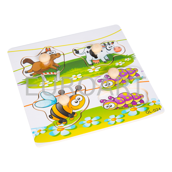 Puzzle lemn cu buton mic