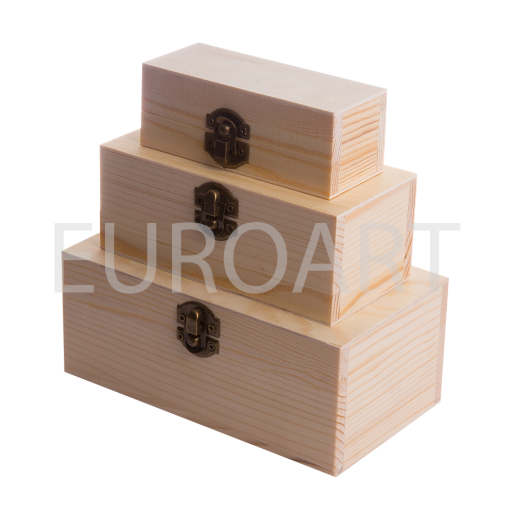 Cutii lemn 3/set dreptunghiulare