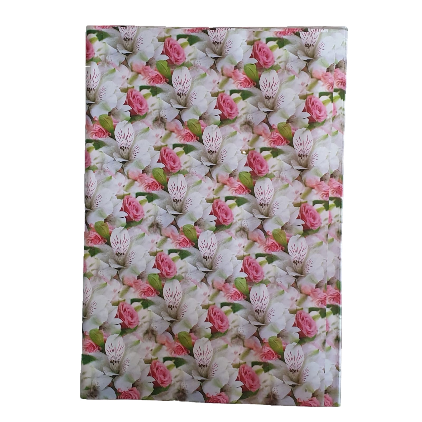 Hartie ambalaj cu flori albe si roz 50/set