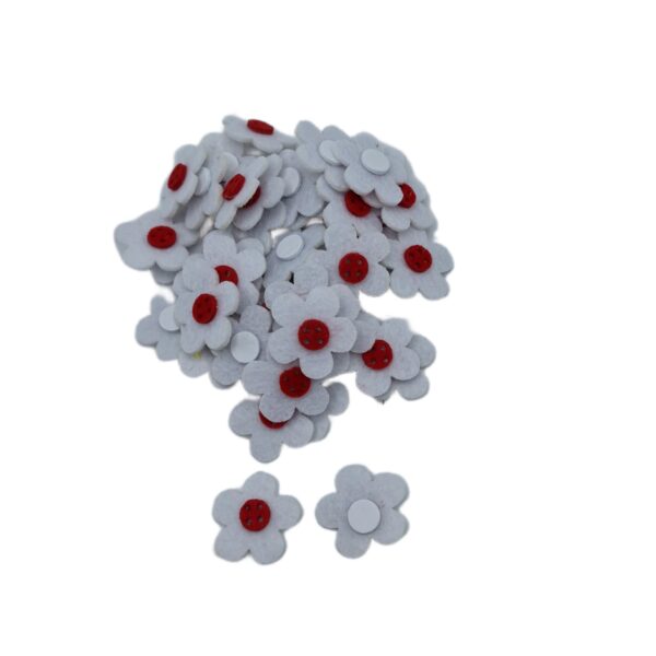 Figurina fetru floare 50/set alba 3cm