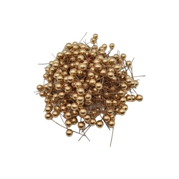 Bile din plastic cu tija ornament 500/set auriu L