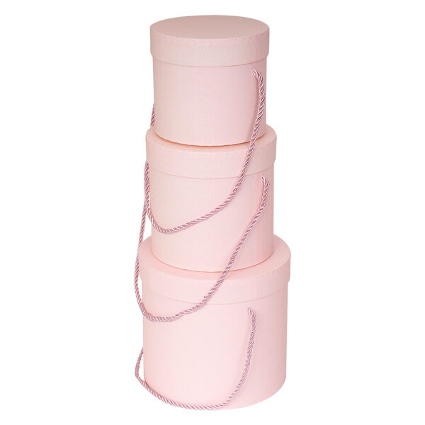 Cutie carton cilindrica 3 set roz