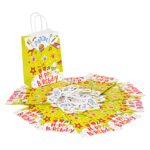 Pungi cadou verde Happy Birthday 12/set S