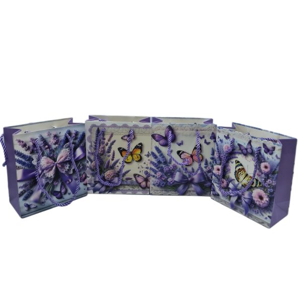 Pungi cartonate cadou cu flori 12/set XS