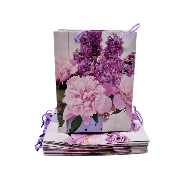 Pungi cadou hârtie flori 12/set XS