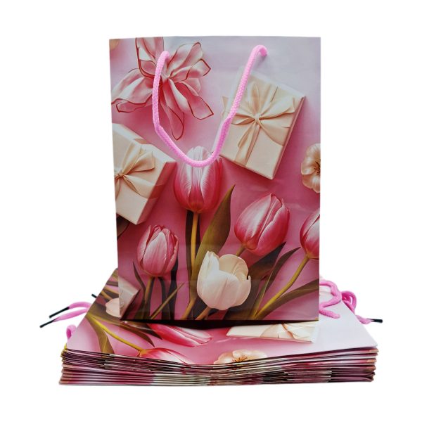 Pungi cadou hârtie cu flori 12/set S