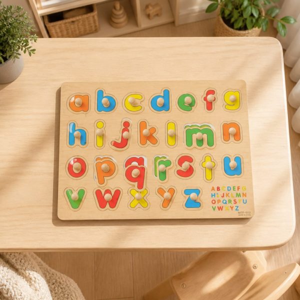 Puzzle lemn cu buton litere