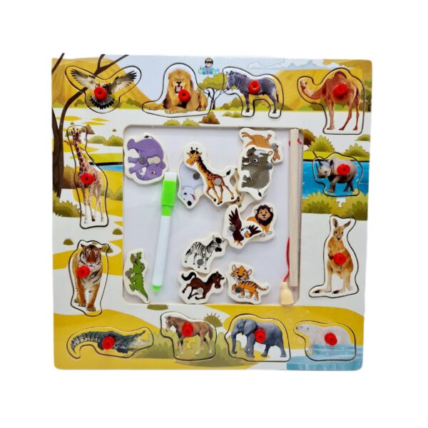 Puzzle lemn cu buton animale salbatice