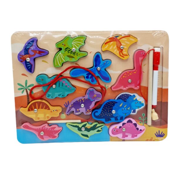 Puzzle lemn pescuit animale dino