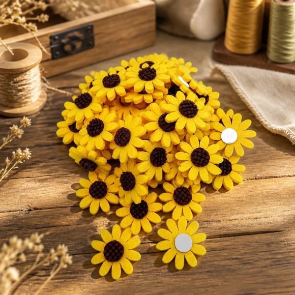 Figurina fetru floare 50/set galben M 4cm