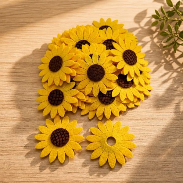 Figurina fetru floare 50/set galben L 6cm