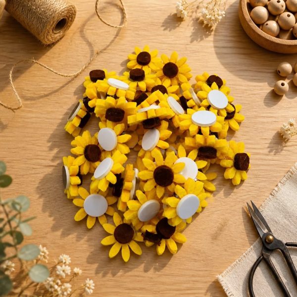 Figurina fetru floare 50/set galben XS 2cm