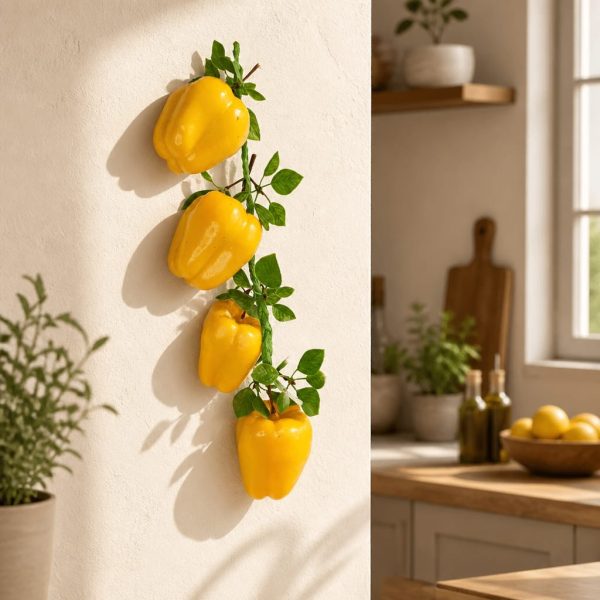 Ardei gras galben decor pe funie
