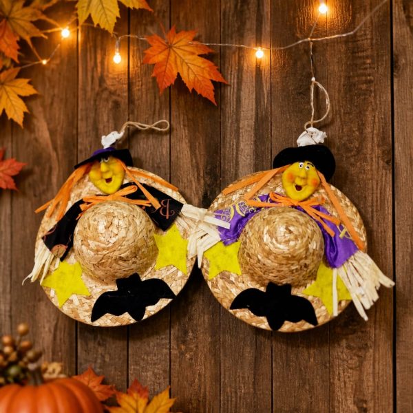 Ornament de paie 19cm Halloween 2/set