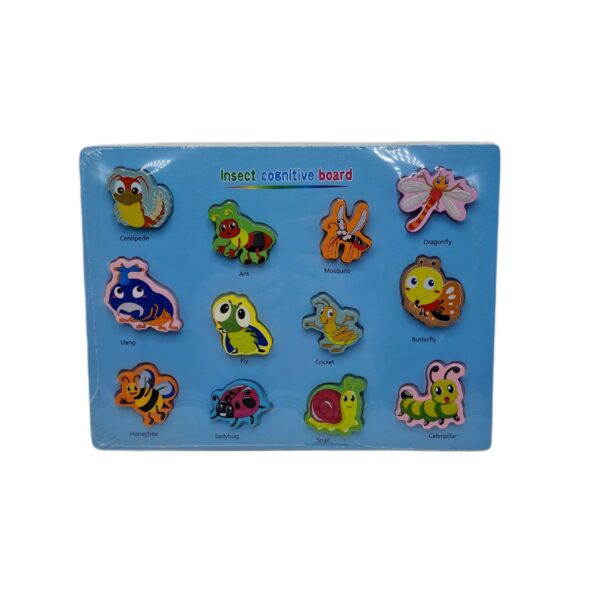 Puzzle lemn gros cu insecte