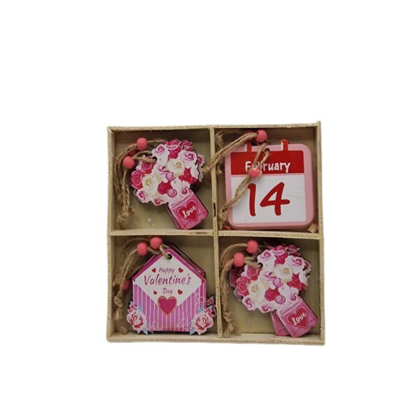 Ornament Lemn 12/set Valentines Day
