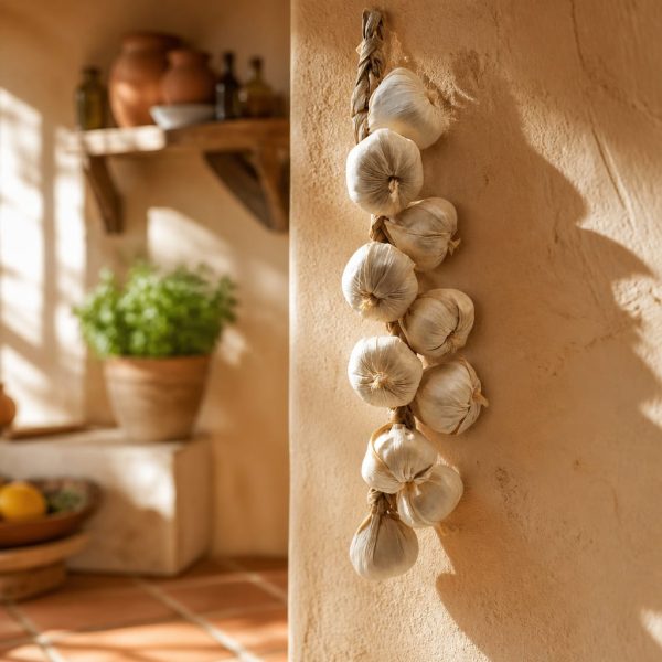 Usturoi decor pe funie