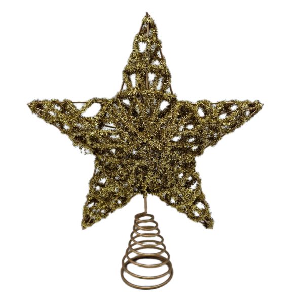 Varf pentru brad stea metal auriu 29cm