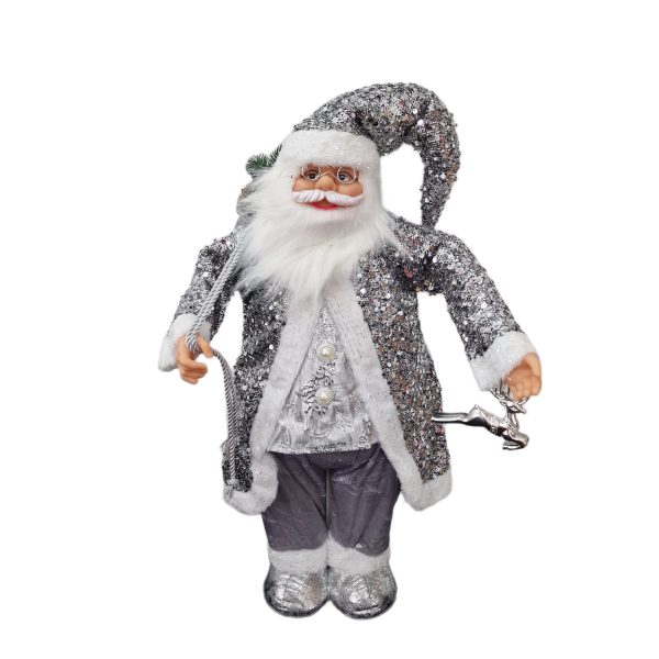 Moș Crăciun decorativ Crăciun 70cm. Argintiu