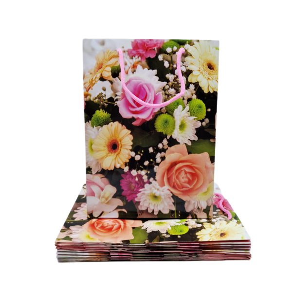 Pungi cadou hârtie cu flori 12/set S