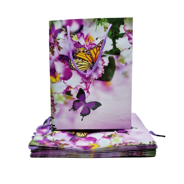 Pungi cadou hârtie cu flori 12/set S