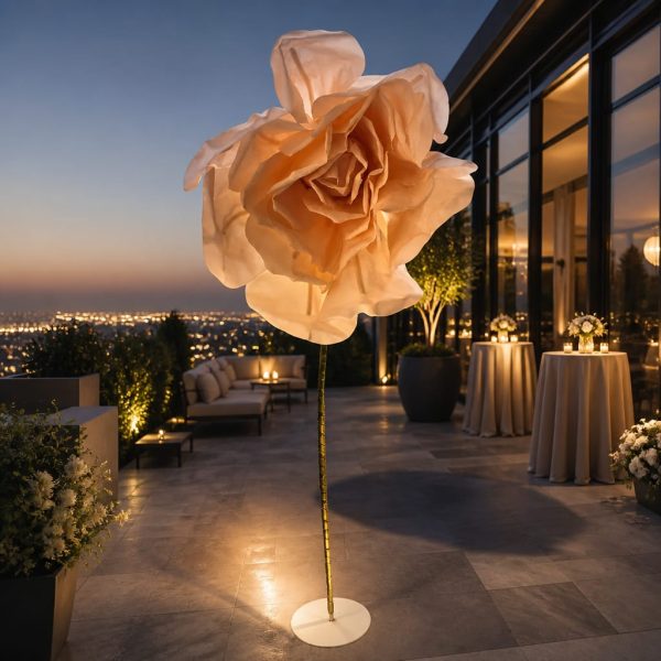 Floare  decorativă somon cu suport metalic 200cm