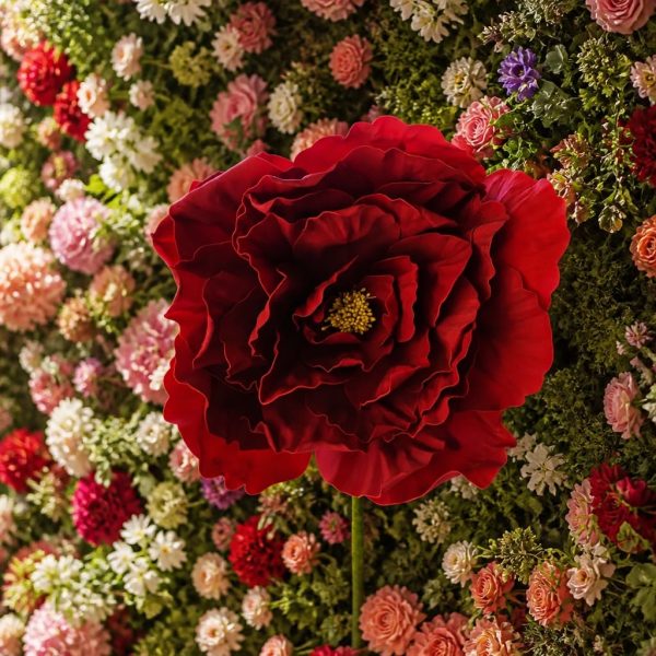 Floare roșie decorativă cu tija 150cm