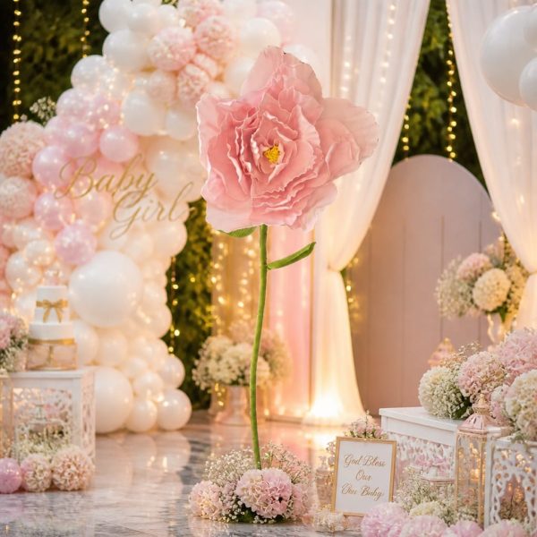 Floare  decorativă somon cu tija 150cm