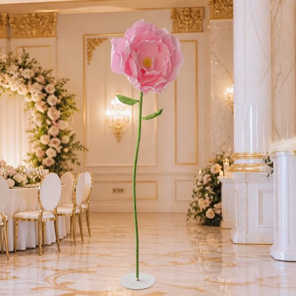Floare roz decorativă cu tija 150cm