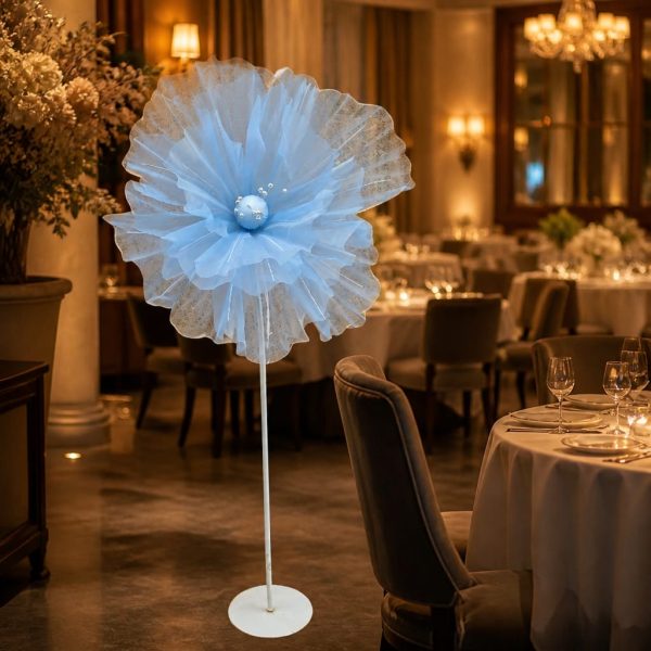 Floare bleu decorativă din voal cu tija 160cm