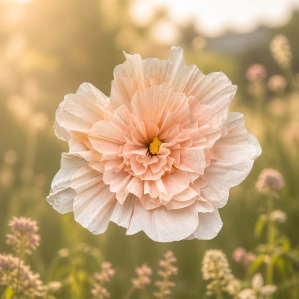 Floare Somon decorativă din hârtie cu tija 175cm