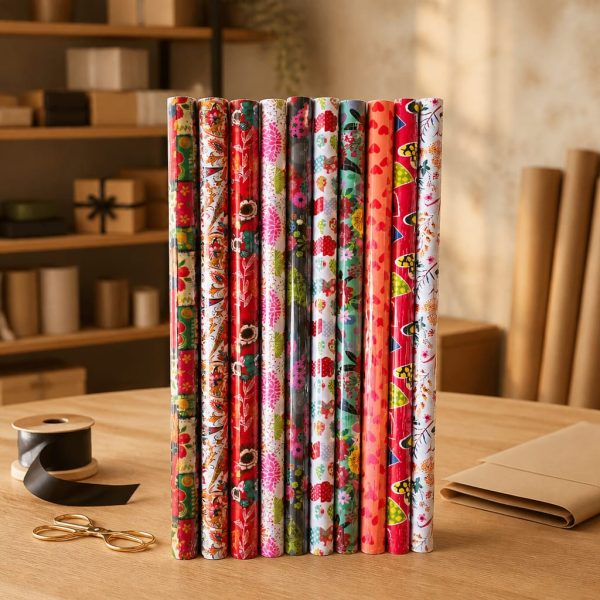 Hartie de ambalat cu flori 70cm x 200cm 10/set