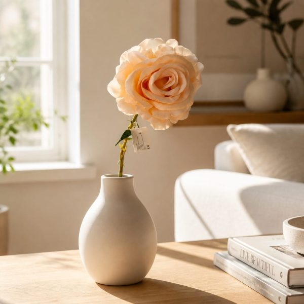 Floare artificială  trandafiri somon cu tija 60cm