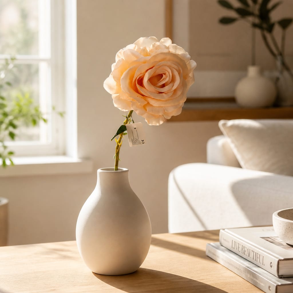 Floare artificială trandafiri somon cu tija 60cm